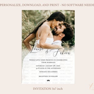 Wedding Invitation with Photo,  Editable Wedding Invitation with Photo, Wedding Invitation Template, Printable Wedding Invitation