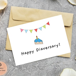 Happy Diaversary T1D Gift Printable Card Type 1 Diabetes Instant Download Cut Fold & Printable Card Template PDF, PNG, JPG T1D