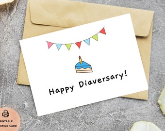 Happy Diaversary Card: T1D Printable Greeting Card (PDF, PNG, JPG)