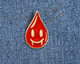 Vampire Blood Drop Enamel Pin: Diabetes Brooch - Fun Halloween Gift - Medical gift