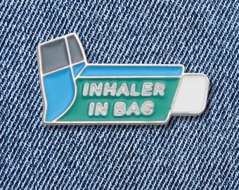 Inhaler Enamel Pin - Inhaler in Bag -  Awareness Asthma Brooch