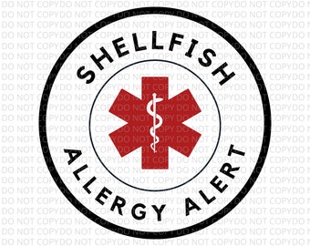 Shellfish Allergy SVG, PNG Medical Alert Instant Download Awareness Digital File Printable