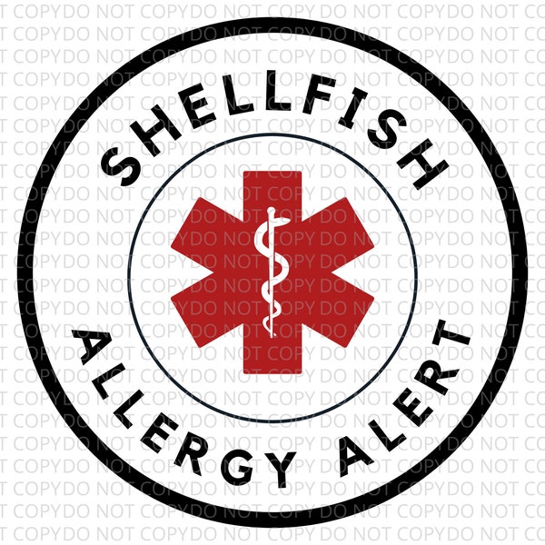 Shellfish Allergy SVG, PNG Medical Alert Instant Download Awareness Digital File Printable