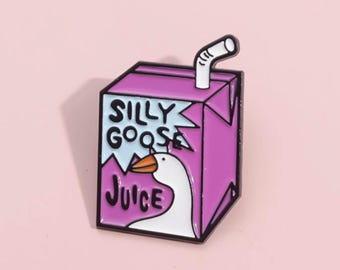 Juice Box Enamel Pin - Silly Goose Juice Brooch - Gift - School - Backpack - Lanyard