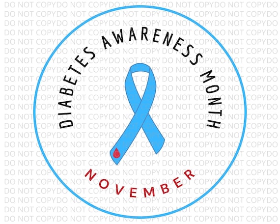 Diabetes Awareness Month November Blue Ribbon SVG, PNG Transparent