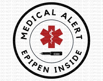EpiPen SVG, PNG Medical Alert Instant Download Awareness Digital File Printable EpiPen Inside