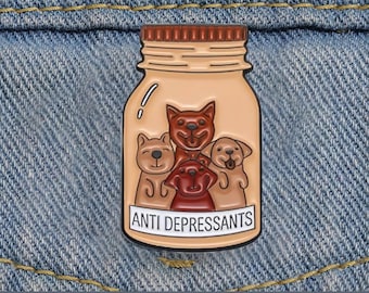 Anti Depressant Dogs Enamel Pin – Adorable Brooch Gift