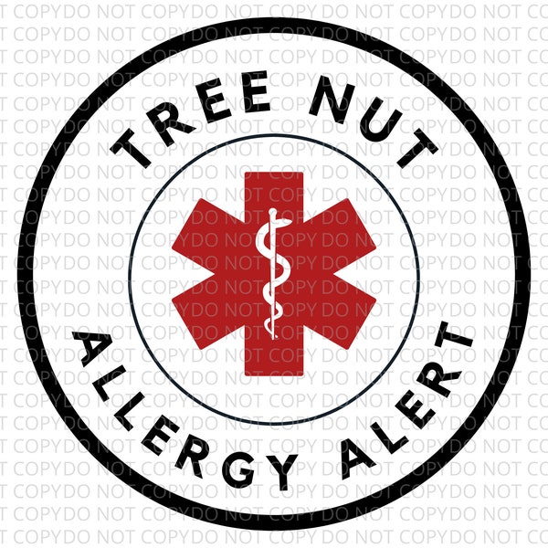Tree Nut Allergy SVG, PNG Medical Alert Instant Download Awareness Digital File Printable