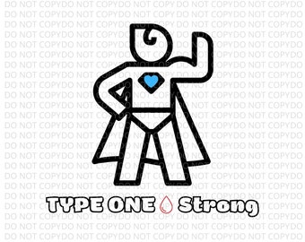 Type 1 Diabetes Superhero SVG PNG: T1D Warrior Clip Art (Digital File)