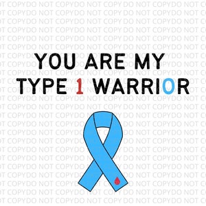 Typ 1-diabeteskrigare Blå bandet SVG PNG (digital fil)