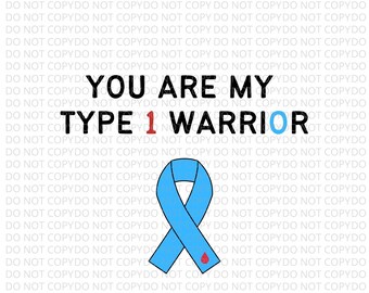 Type 1 Diabetes Warrior Blue Ribbon SVG PNG (Digital File)