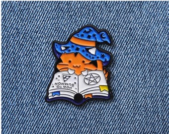 Magical Cat Enamel Pin: Witchcraft Brooch, Halloween Gift
