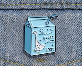Blue Juice Box Enamel Pin - Silly Goose Juice Brooch - Fun Gift - School - Backpack - Lanyard
