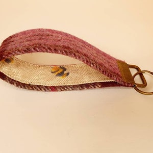 Purple Tweed and Bee Fabric key fob keyring | keychain | Wristlet | Tweed | Wool | Bees | Mother's Day