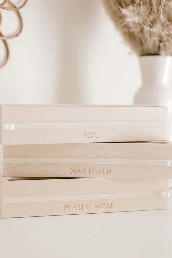 Plastic Wrap Dispenser Wooden Dispenser With Sliding Cutter Etsy