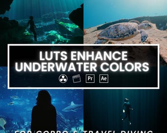 Underwater LUTs for GoPro & Diving Videos – 8 Color Presets for Adobe, DaVinci, Final Cut
