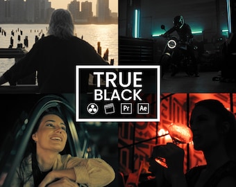 True Black LUTs for Cinematic Video - 5 Deep Contrast Color Presets for Premiere, DaVinci