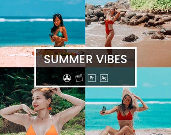Summer Vibes LUTs for Beach & Travel Videos - 12 Vibrant Color Presets for Premiere, DaVinci, Final Cut