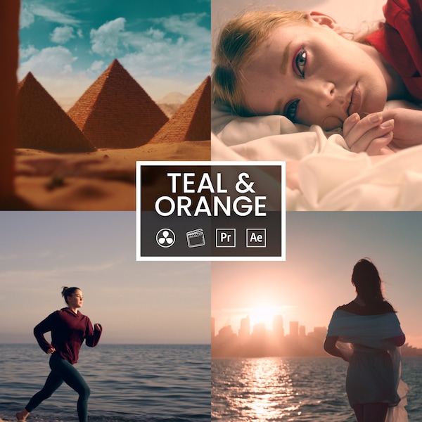 11 Teal & Orange LUTs for Color Grading video and Photo. Mobile e Desktop. Adobe After Effects | Premiere Pro | Da Vinci | Final Cut Pro