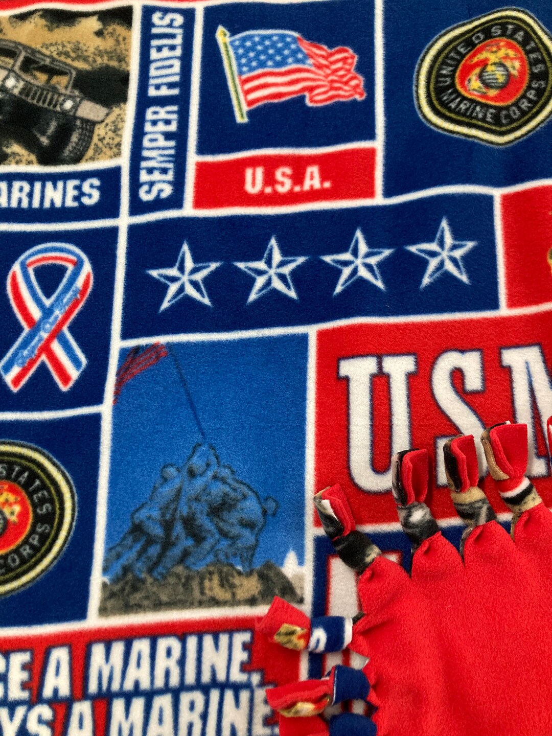U.S. Marines Fleece Tie Blanket Etsy