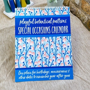 Botanical Special Occasions Perpetual calendar, Wall calendar, Birthday Calendar, Birthday calendar, event calendar, Christmas gift,