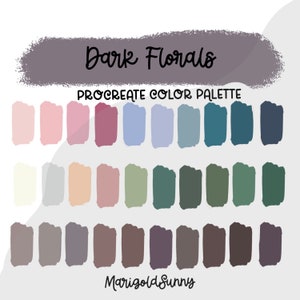 Dark Florals Procreate Color Palette, Color Swatches, iPad Procreate Tools, Handlettering, digital art, curated colors, handpicked color