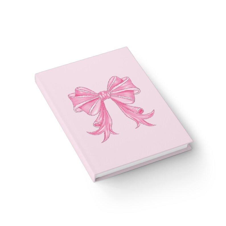 Pretty Pink Bow Journal, Lined or Blank matte hardcover notebook, school, work, art or travel, Gift for her, Coquette Cute Aesthetic--AP2468 image 4