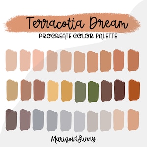 Terracotta Dream Procreate Color Palette, Color Swatches, iPad Procreate Tools, earthy muted, digital art, curated colors, handpicked color