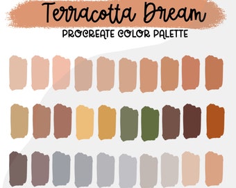 Terracotta Dream Procreate Color Palette, Color Swatches, iPad Procreate Tools, earthy muted, digital art, curated colors, handpicked color