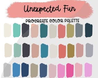 Unexpected Fun Procreate Color Palette, Color Swatches, iPad Procreate Tools, Handlettering, digital art, curated colors, handpicked color
