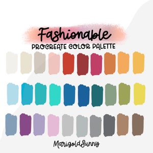 Fashionable Procreate Color Palette, Color Swatches, iPad Procreate Tools, Hand lettering, digital art, curated colors, handpicked
