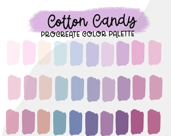 Cotton Candy Procreate Color Palette, Color Swatches, iPad Procreate Tools, Handlettering, digital art, curated colors, handpicked