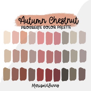 Autumn Chestnut Procreate Color Palette, Color Swatches, iPad Procreate Tools, Handlettering, digital art, curated colors, handpicked