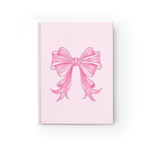 Pretty Pink Bow Journal, Lined or Blank matte hardcover notebook, school, work, art or travel, Gift for her, Coquette Cute Aesthetic--AP2468 image 2