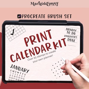 Procreate Print Calendar & Planner Stamp Brush Set - over 75 Brushes