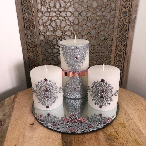 Coffret Rosa Bougies Orientales, Personnalisées, Artisanales, Décoratives, Authentiques. Oriental Pe