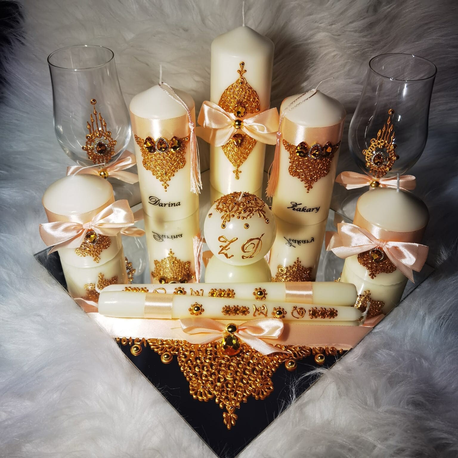 Coffret Warda Bougies Orientales, Personnalisées, Artisanales. Oriental Personalized Box Candles For