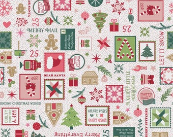 White Merry Mail - Quilty Little Christmas line by Kimberbell by the yard