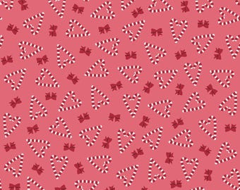Red Candy Cane Hearts - Quilty Little Christmas line by Kimberbell by the yard