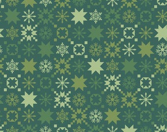 Green Snowflake - Quilty Little Christmas line by Kimberbell by the yard