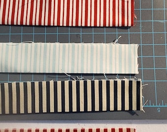 Striped 2 1/2 inch pressed binding for quilts, cotton fabric, sold by the yard- multiple colors