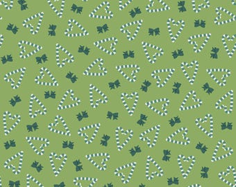 Green Candy Cane Hearts - Quilty Little Christmas line by Kimberbell by the yard