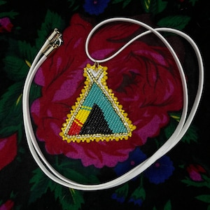 Indigenous Beaded Tipi Medallion Necklace