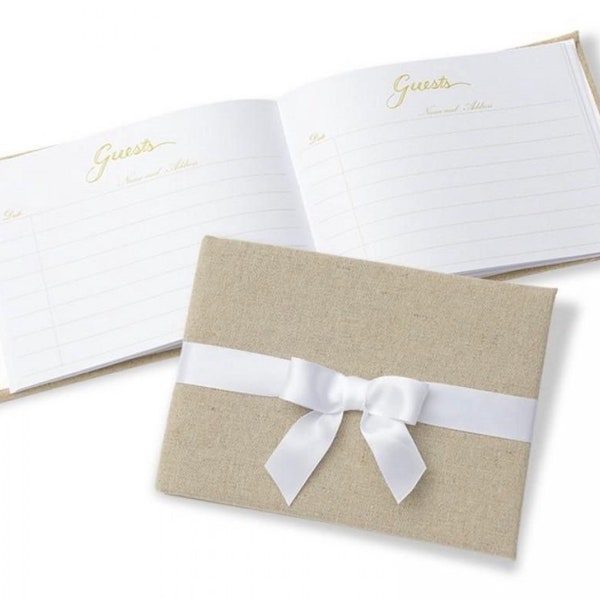 Wedding Guest Book | Lined Guest Book With White Bow