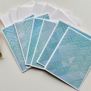 Lot de 6 : cartes faites main | de cartes bleu et argent élégants avec enveloppes | Jeu de cartes de remerciement | Jeu de cartes de correspondance | Jeu de cartes de voeux