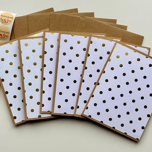 Cartes blanches et dorées élégantes faites à la main avec enveloppes | Ensemble de cartes de remerciement | Ensemble de cartes de notes | Ensemble de cartes de vœux | Jeu de six cartes