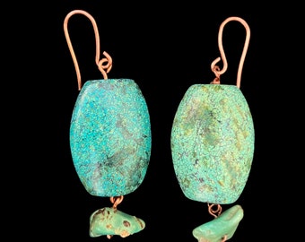 Heavy stone and turquoise earrings