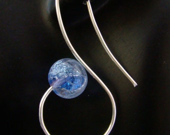 Blue Planet Silver DIchroic Italian Bead Earring