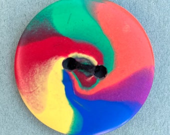 Large multicolor swirl button.  Handmade