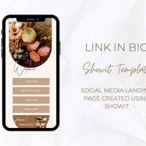 Boho Instagram Link In Bio Template Showit Addon | Custom Instagram Landing Page | Alternative to Link Tree
